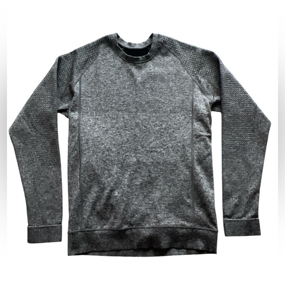 Lululemon Textured Tech Fleece Crewneck Sweatshirt Gray Athletic Pullover medium - Picture 2 of 6